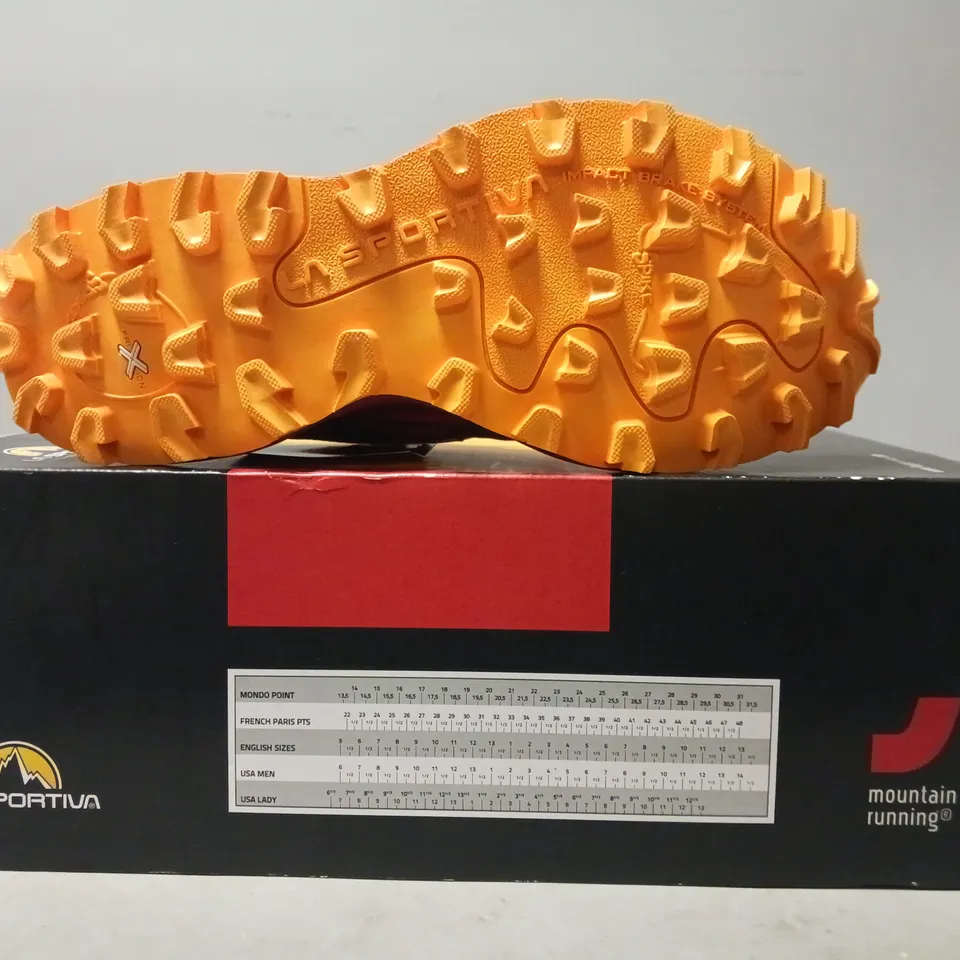 BOXED PAIR OF LA SPORTIVA MUTANT II TRAIL RUNNING SHOES IN ORANGE UK SIZE 6.5