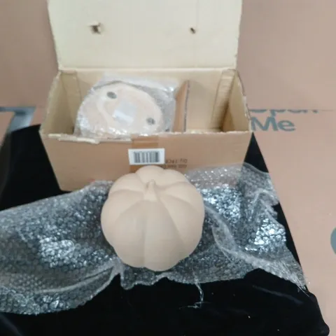BOX OF 2 WHITE CERAMIC PUMPKIN ORNAMENT – DECORATIVE HOME DECOR