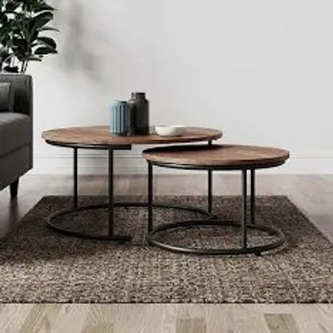 BOXED FULTON COFFEE NEST OF TABLES, PINE EFFECT (1 BOX)