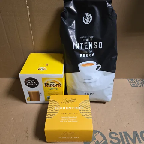 APPROXIMATELY 7 ASSORTED FOOD/DRINK PRODUCTS TO INCLUDE DOLCE GUSTO COFFEE, FLORENTINES, COSTA COFFEE PODS ETC 