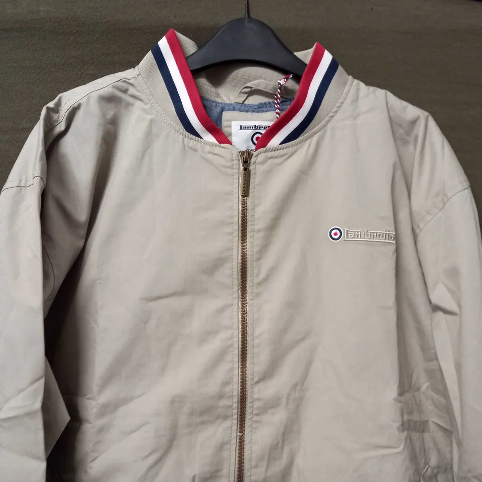 LAMBRETTA TRIPLE TIPPED MONKEY JACKET IN STONE - SIZE 3XL