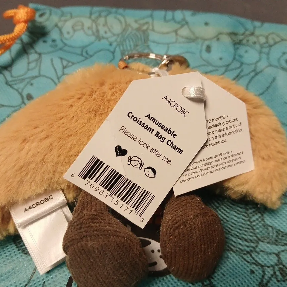JELLYCAT AMUSEABLE CROISSANT BAG CHARM – SOFT PLUSH BY JELLYCAT LONDON