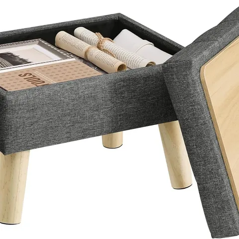 BOXED SONGMICS STORAGE OTTOMAN, FOOT STOOL, OTTOMAN WITH PADDED SEAT