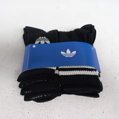 ADIDAS BLACK SOCKS PACK – SIX PAIRS - SIZE 6.5-8