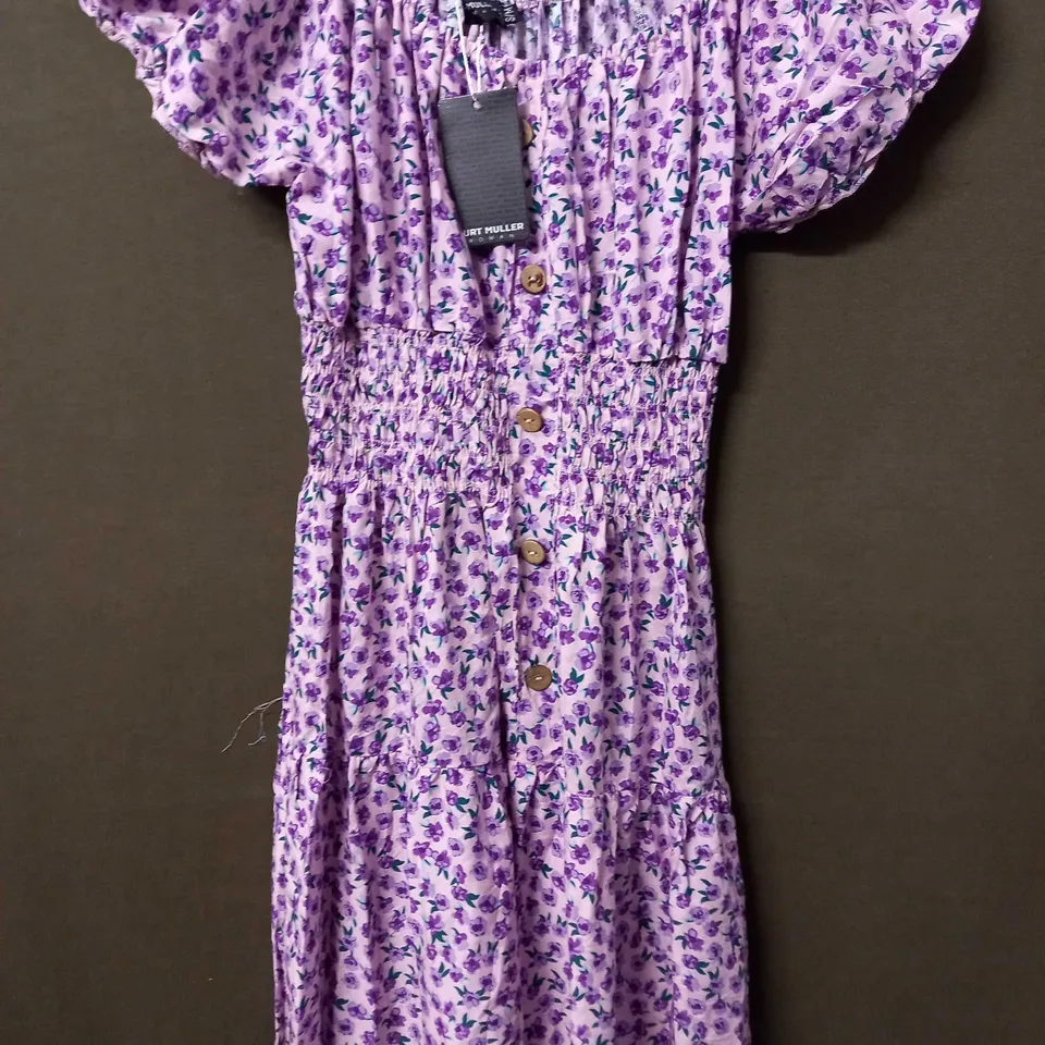 KURT MULLER WOMAN FLORAL DESIGN MAXI DRESS IN PALE PINK - S/M