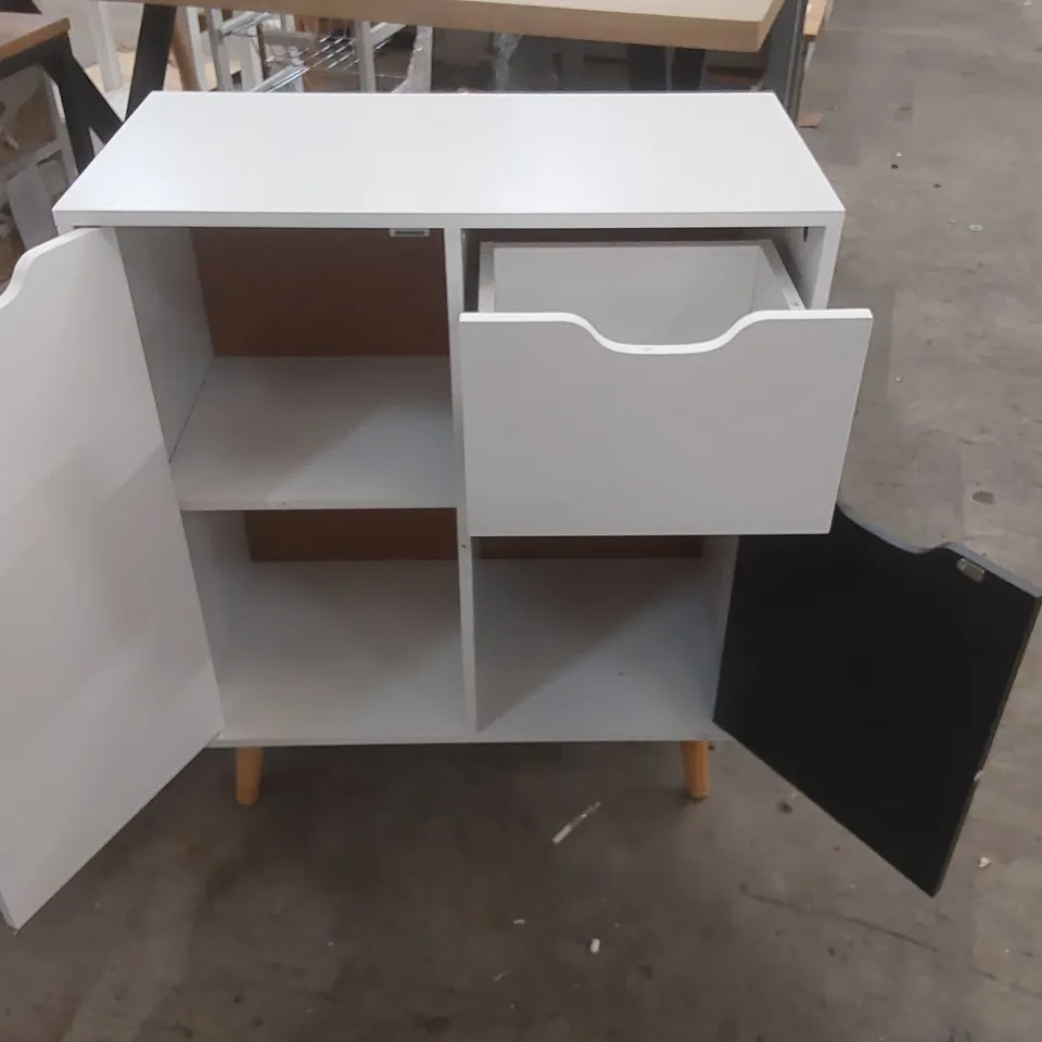 2 DOOR 1 DRAWER CHEST - WHITE/BLACK
