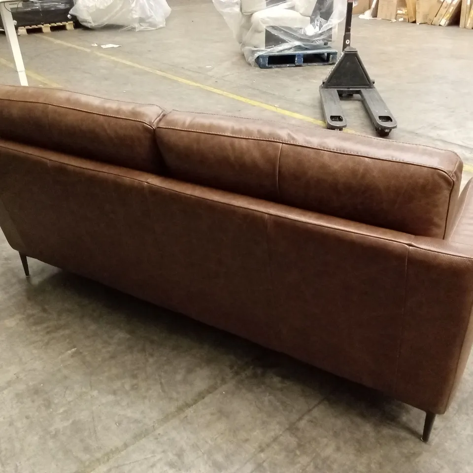 QUALITY DESIGNER ITALIAN MADE ALESSANDRO 3 SEATER LEATHER SOFA - BRANDY