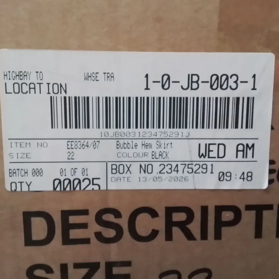 BOXED BRAND NEW APPROXIMATELY 25 JD WILLIAMS BUBBLE HEM SKIRT BLACK SIZE 22