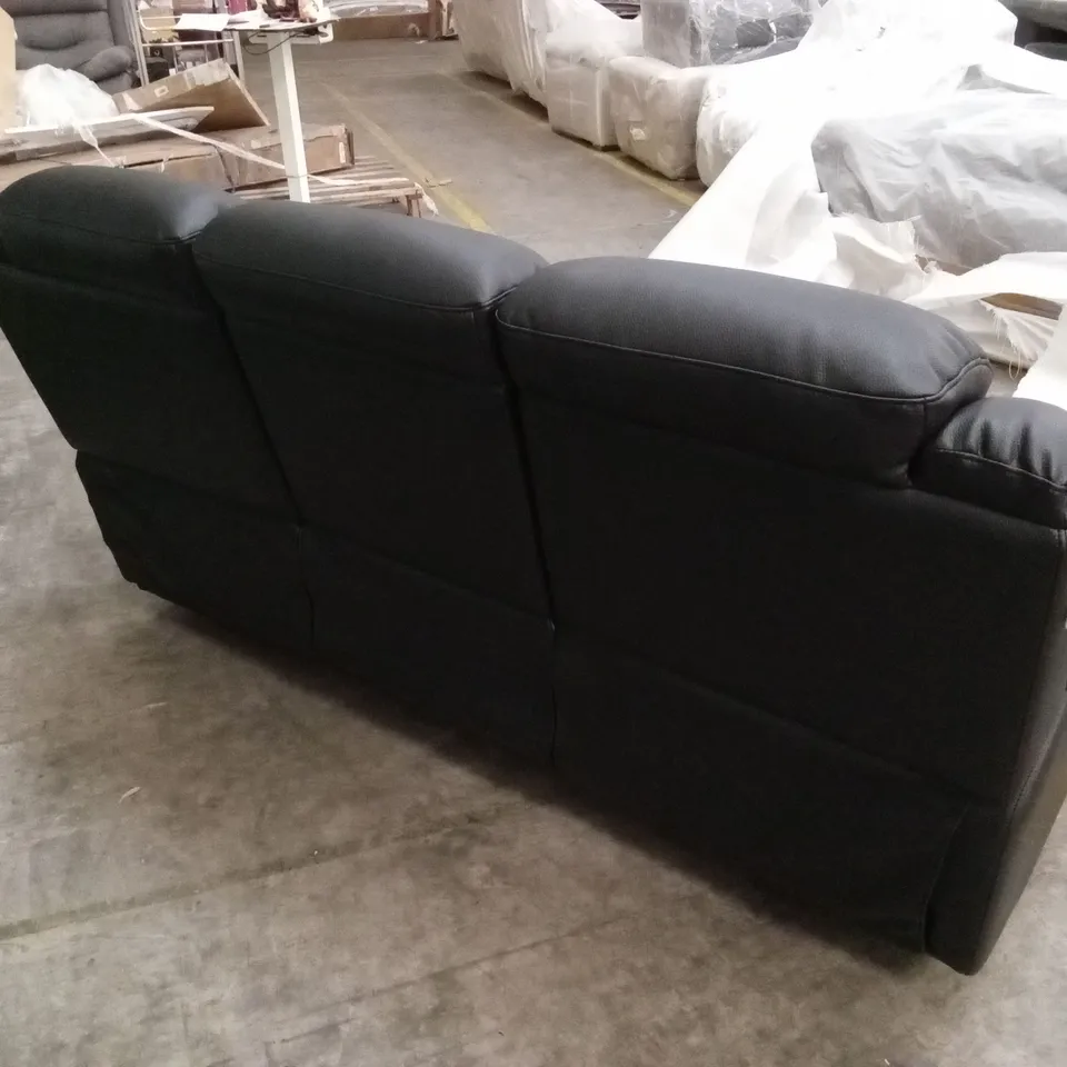 ROTHBURY LUXURY FAUX LEATHER HIGH BACK  3 SEATER MANUAL RECLINER SOFA - BLACK RRP £729