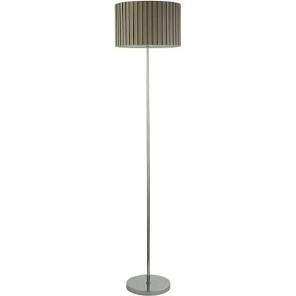 BOXED GREY PLEATED SHADE FLOOR LAMP