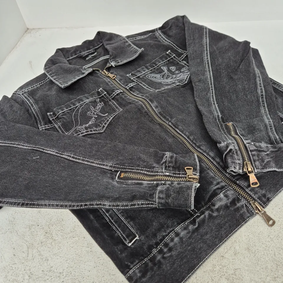 ROCK REVIVAL DENIM JACKET – BLACK WASH WITH EMBROIDERED BACK - SMALL