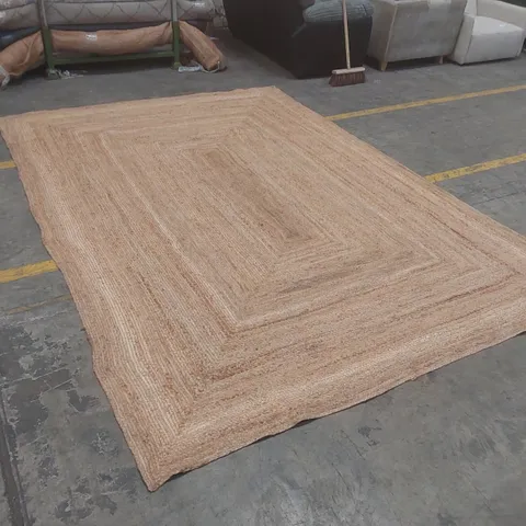 QUALITY DESIGNER JUTE RUG - APPROXIMATELY 340 X 235CM