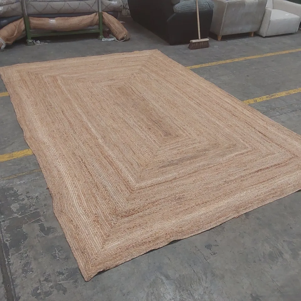 QUALITY DESIGNER JUTE RUG - APPROXIMATELY 340 X 235CM