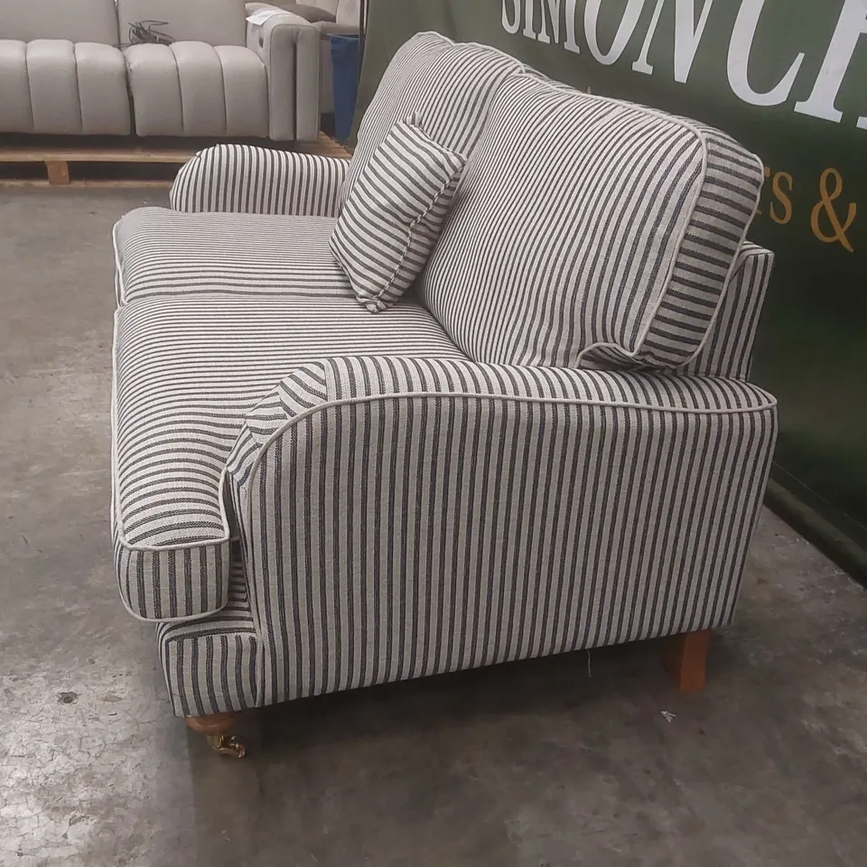 QUALITY DESIGNER BAY STRIPE 2 SEATER FABRIC UPHOLSTERED SOFA