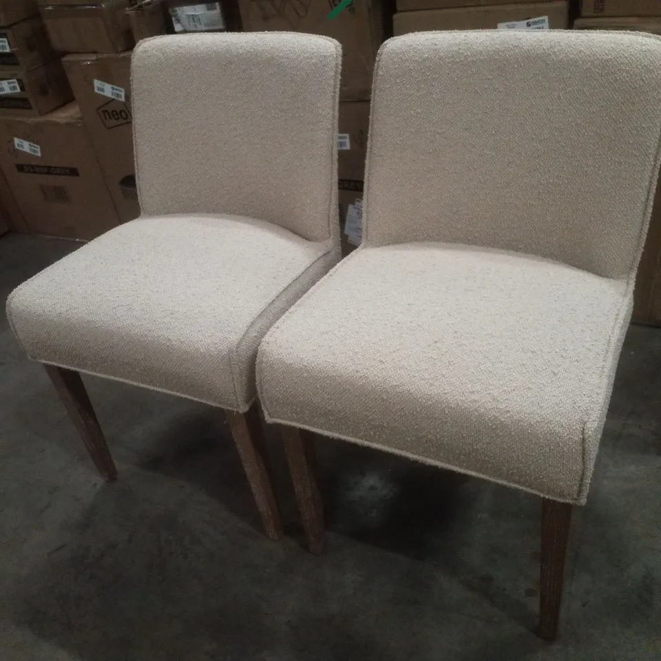 SET OF 2 BEIGE FABRIC DINING CHAIRS