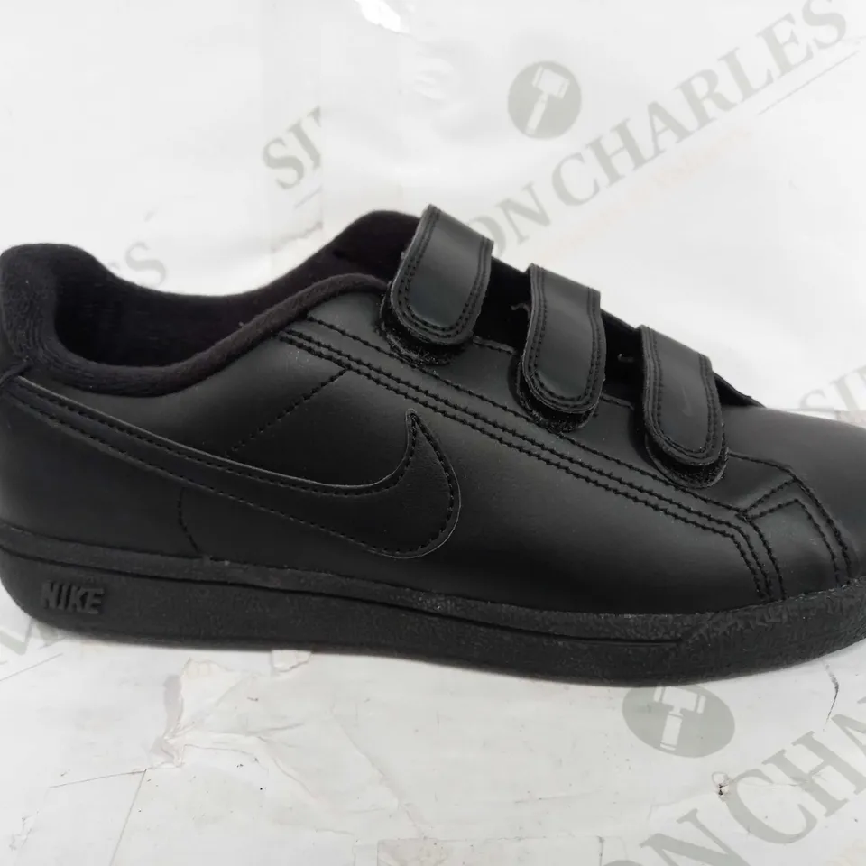 PAIR OF NIKE VELRO ALL BLACK LOW TRAINERS - UK 5