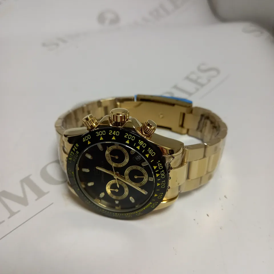MENS ZIHLMANN & CO Z400 WATCH – CHRONOGRAPH MOVEMENT – STAINLESS STEEL GOLD EFFECT STRAP – BLACK DIAL – 3ATM WATER RESISTANT 