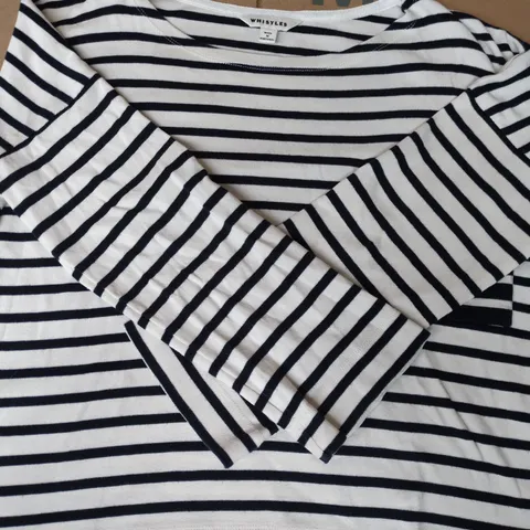 WHISTLES LONG SLEEVE TOP IN WHITE/BLACK STRIPES SIZE UNSPECIFIED