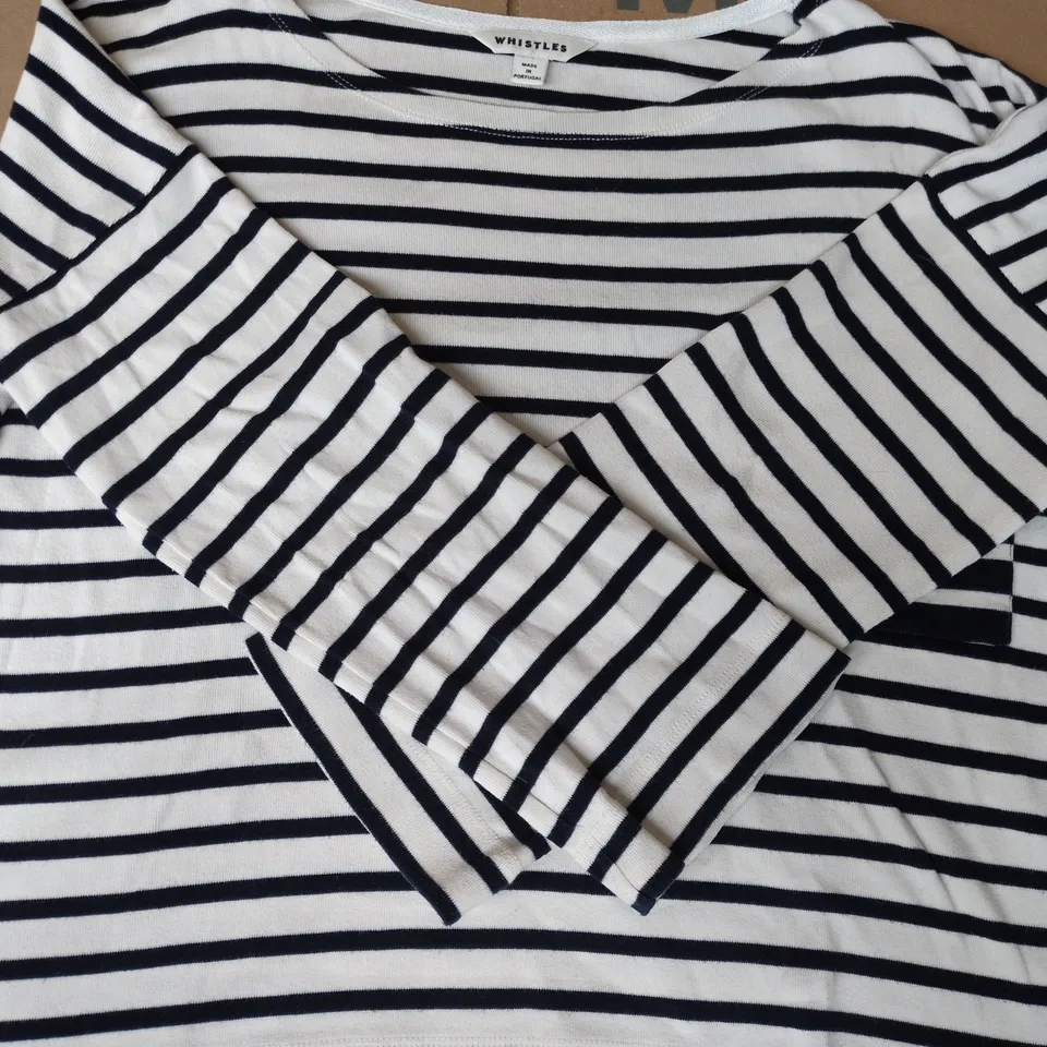 WHISTLES LONG SLEEVE TOP IN WHITE/BLACK STRIPES SIZE UNSPECIFIED