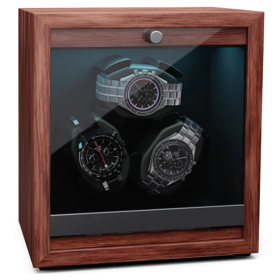 BOXED KLARSTEIN WATCH WINDER BOX 3 AUTOMATIC MOTOR ROTATION DISPLAY CASE