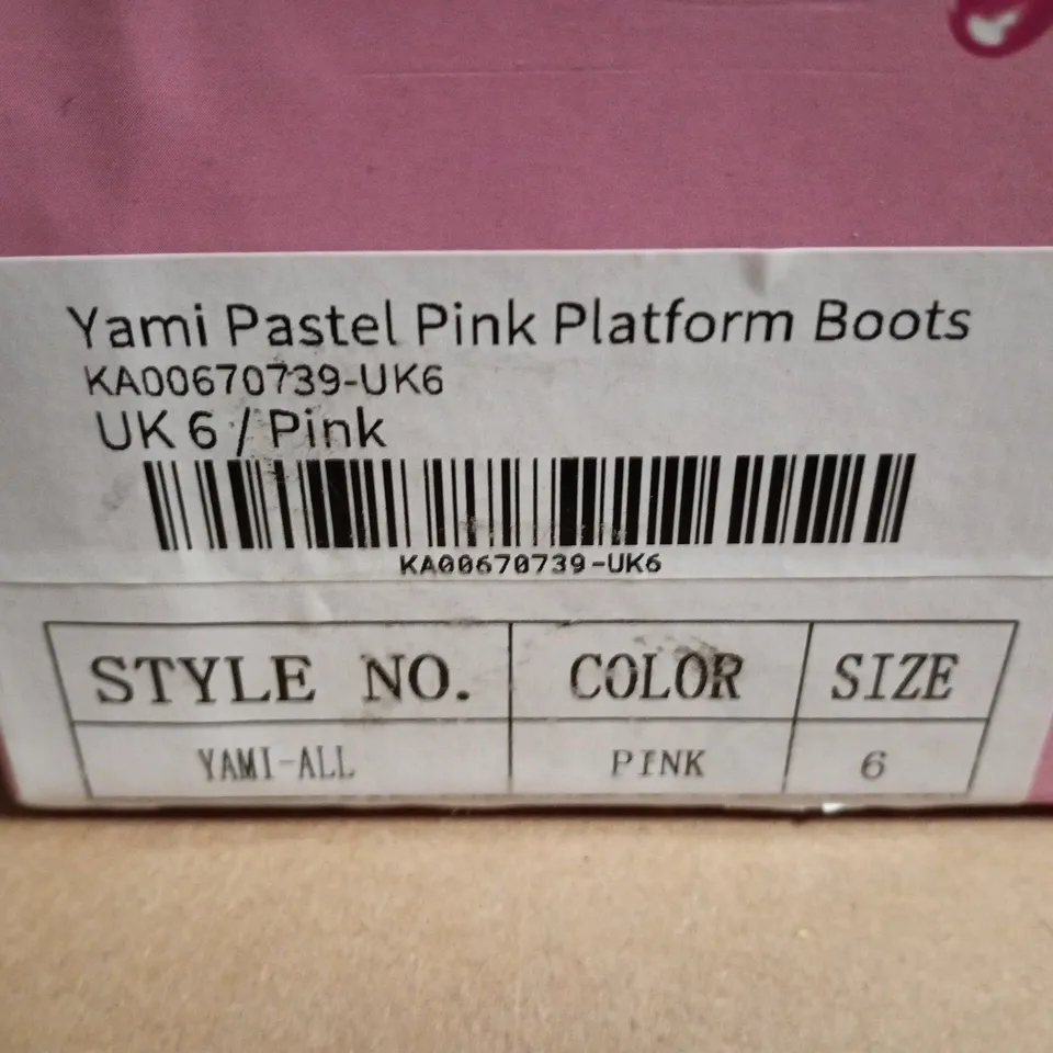 BOXED KOI FAMILY PASTEL PINK PLATFORM BOOTS - UK6