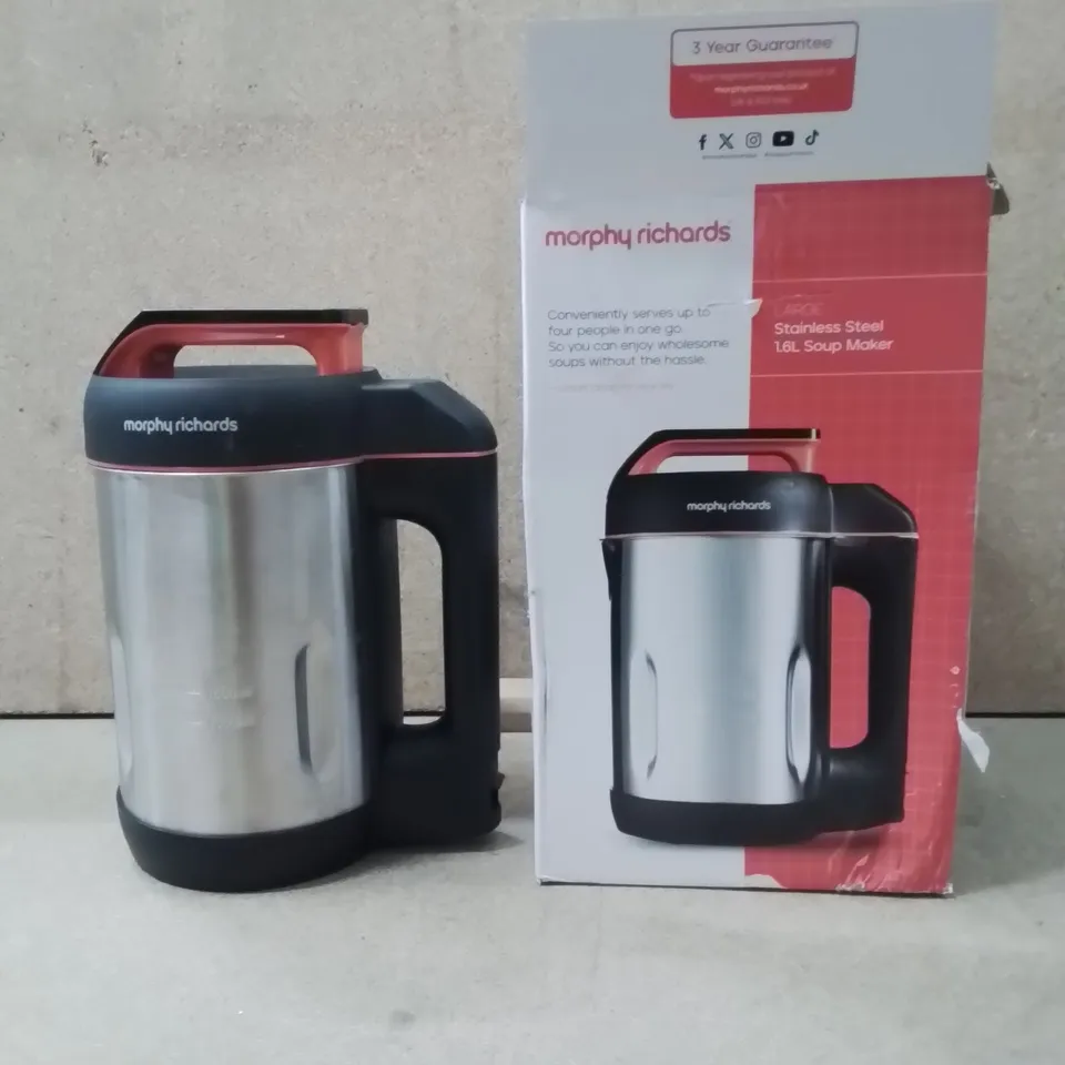 BOXED MORPHY RICHARDS STAINLESS STEEL SOUP MAKER 