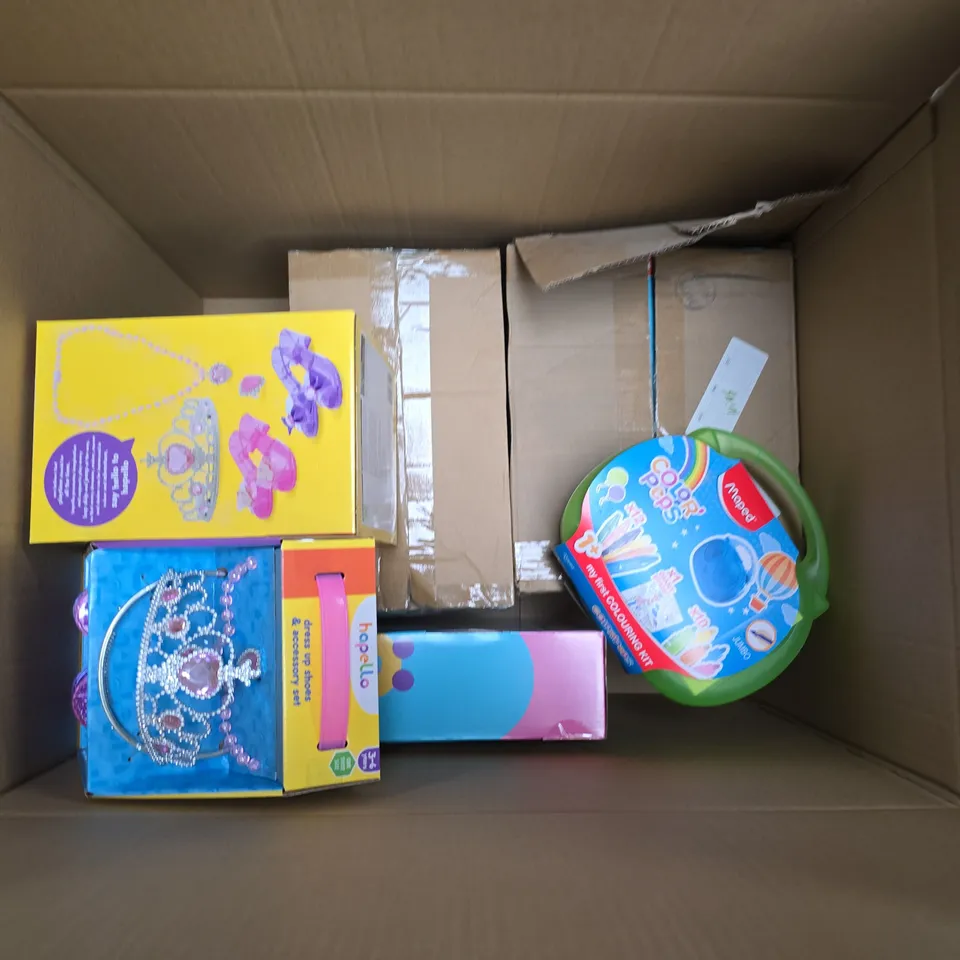 LARGE BOX OF ASSORTED TOYS TO INCLUDE SUPER MARIO, COLOR PENS AND DOLLS - COLLECTION ONLY 