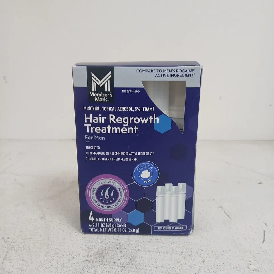 BOXED AND SEALED MEMBER'S MARK MINOXIDIL 5% 120 DAY HAIR REGROWTH TREATMENT FOAM