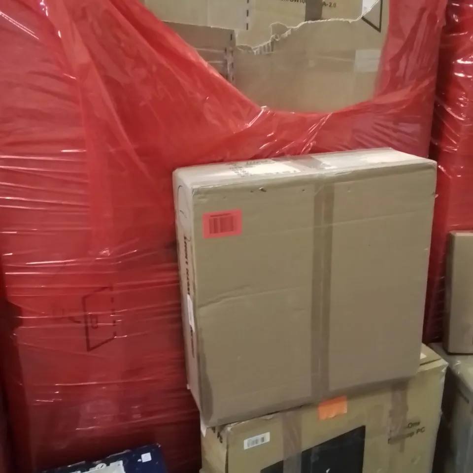 PALLET OF ASSORTED HOUSEHOLD GOODS AND PRODUCTS TO INCLUDE;COFFEE MACHINE,ALL IN 1 PC,CEILING FAN WITH LIGHT