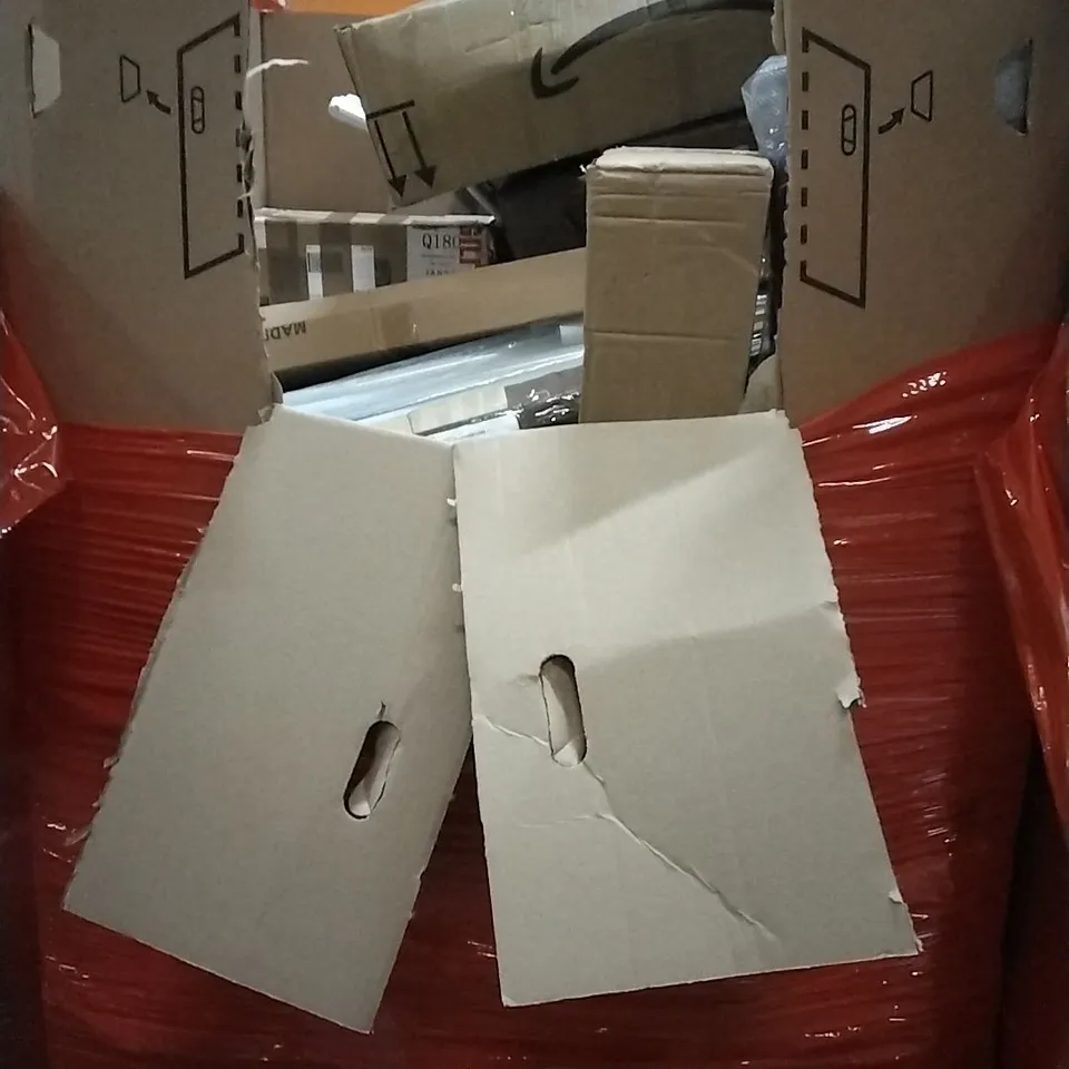 PALLET OF HOUSEHOLD ITEMS TO INCLUDE SHOWER MIXER SYSTEM, TELESCOPIC LADDER, SCOOTER RETRACTABLE SAFETY GATE AND OTHER ASSORTED ITEMS...