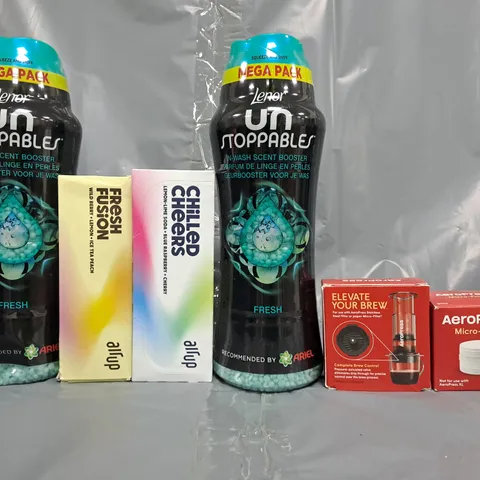 APPROXIMATELY 15 ASSORTED HOUSEHOLD ITEMS TO INCLUDE LENOR IN-WASH SCENT BOOSTER, AIR UP AROMA PODS, ETC