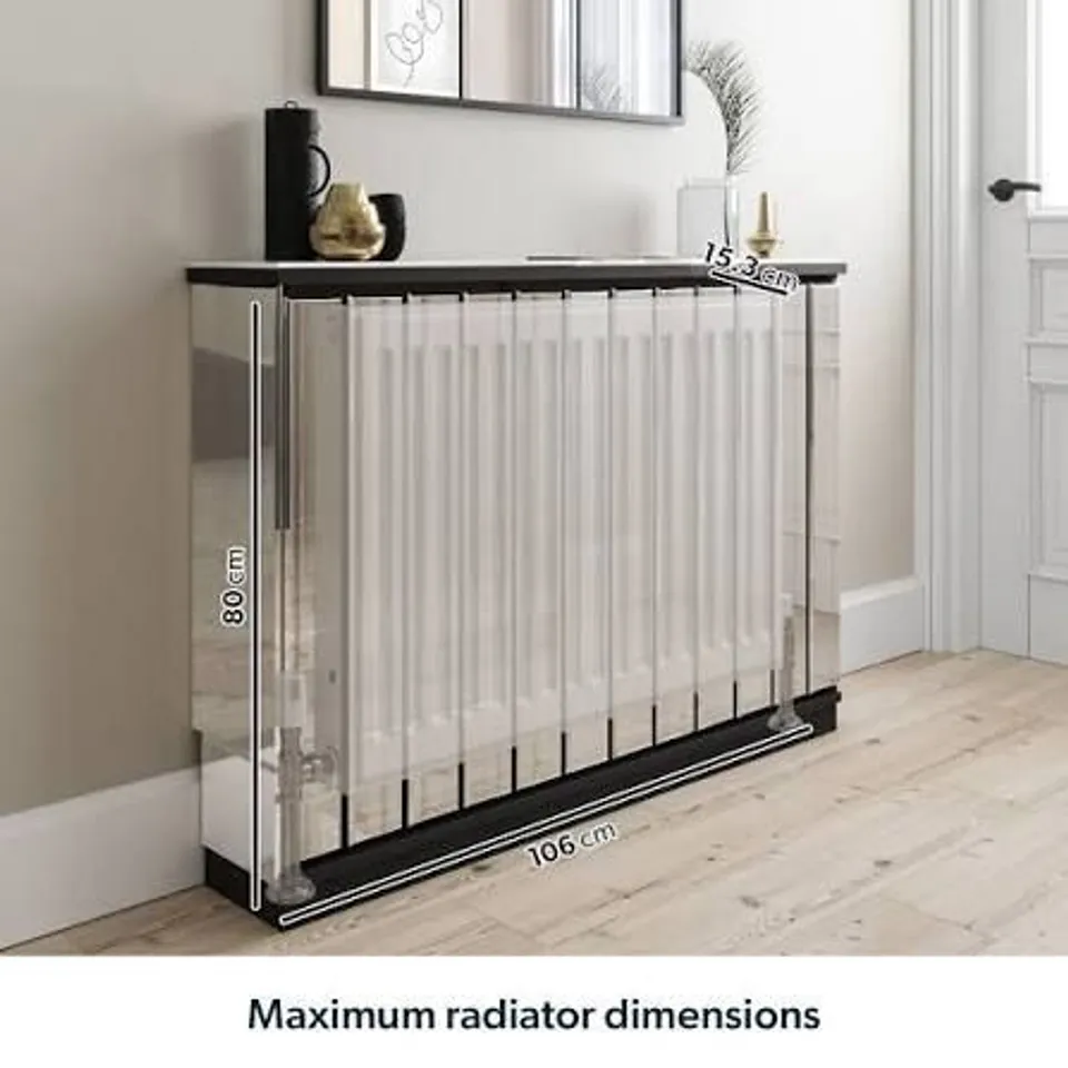 SOPHIA REGULAR MIRRORED RADIATOR COVER WITH BLACK DETAIL