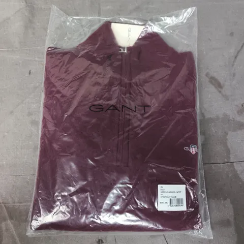 BAGGED GANT SUPERFINE LAMBSWOOL HALF ZIP IN MAROON SIZE XXL