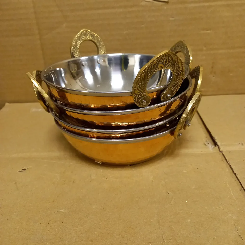 ZAP IMPEX INDIAN SERVING BOWL COPPER HAMMERED STAINLESS STEEL KARAHI