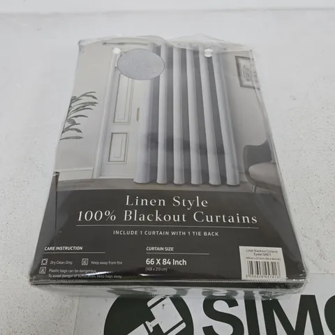 LINEN STYLE 100% BLACKOUT CURTAINS β EYELET GREY, 66 X 84 IN