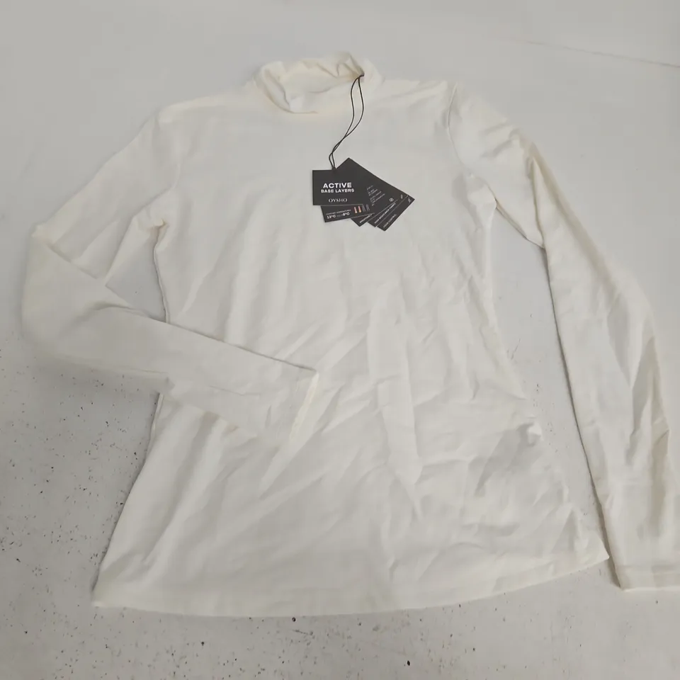 OYSHO ACTIVE L/S BASE LAYER IN WHITE - EUR S