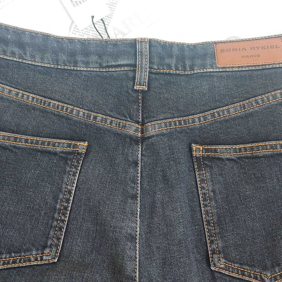 SONIA RYKIEL STONE BLACK HIGH WAIST STRETCH JEANS - 44