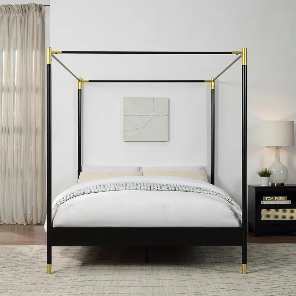 BOXED LATHEM METAL STORAGE BED - BLACK // SIZE: DOUBLE (2 BOXES)