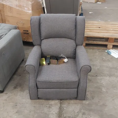 QUALITY DESIGNER FABRIC UPHOLSTERED PUSH BACK RECLINING ARMCHAIR