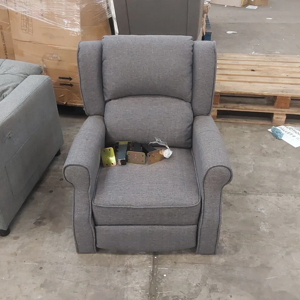 QUALITY DESIGNER FABRIC UPHOLSTERED PUSH BACK RECLINING ARMCHAIR 