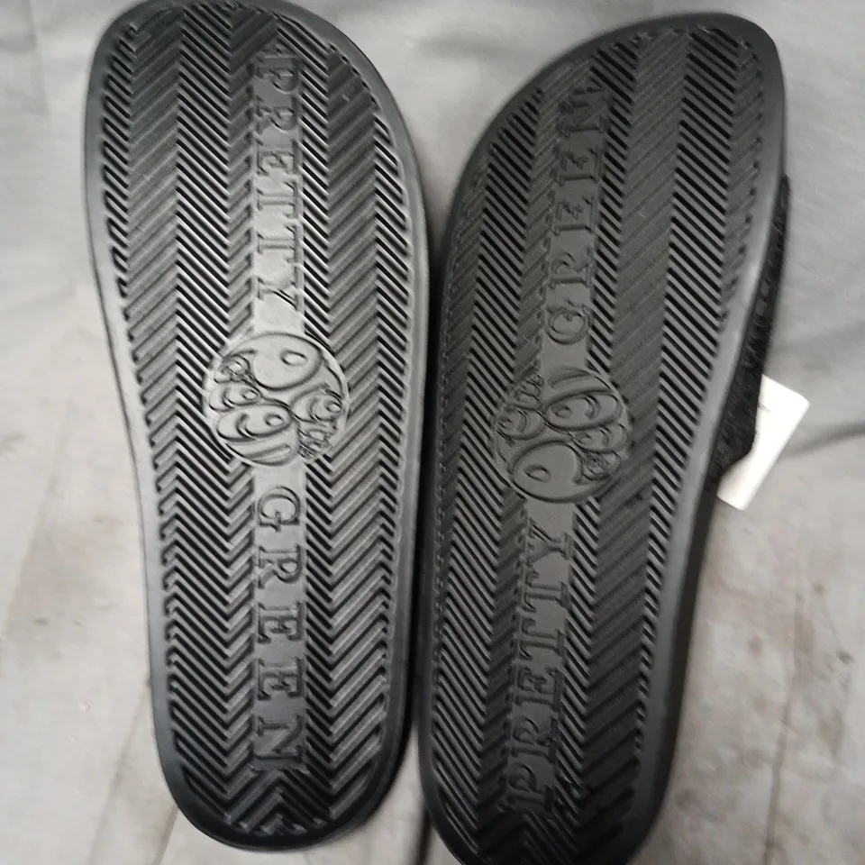 PRETTY GREEN OKALA SLIDER SANDALS – BLACK, UK 9