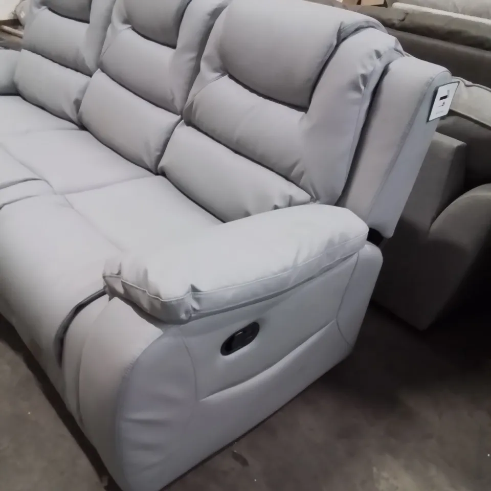 DESIGNER GREY FABRIC 3-SEATER SOFA WITH RECLINING FEATURES