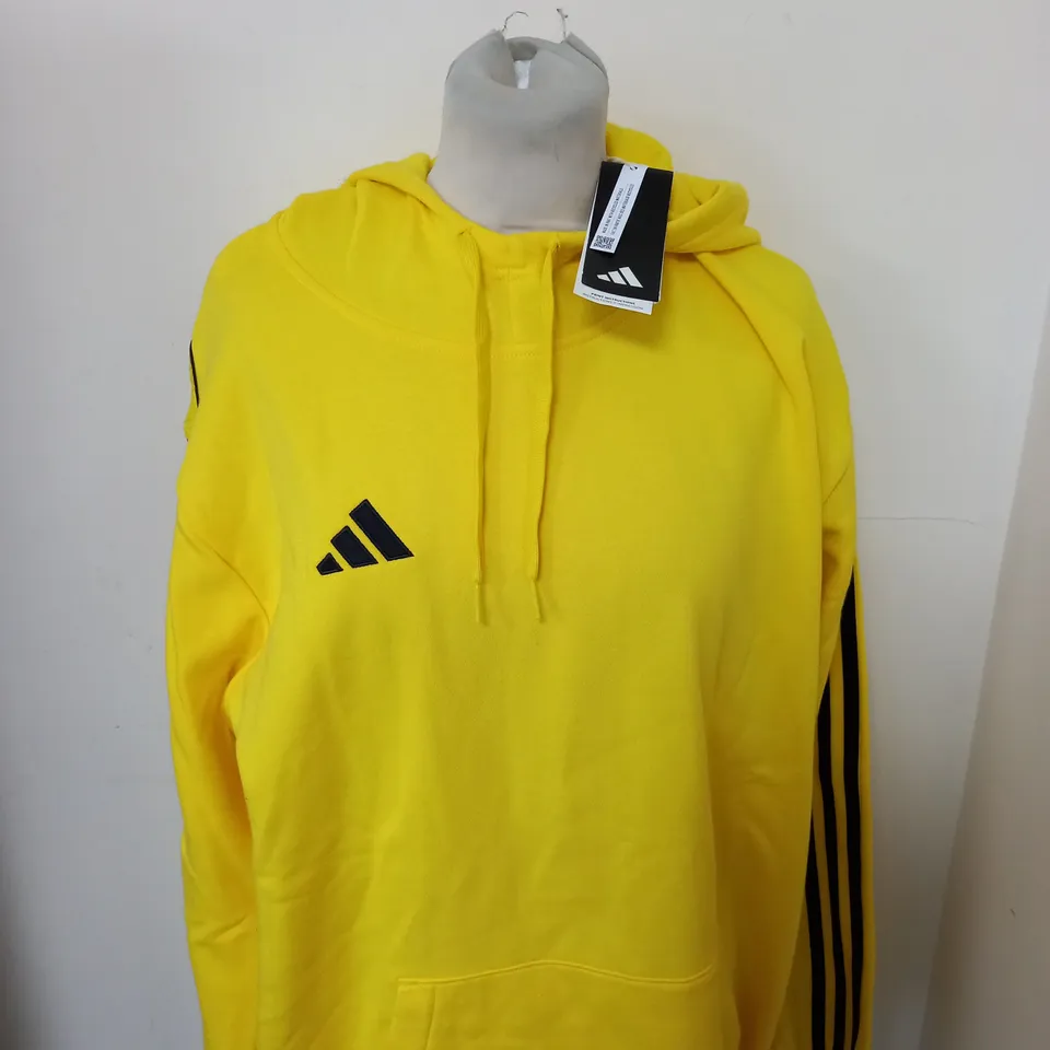 ADIDAS HOODED SWEATSHIRT IN YELLOW/BLACK SIZE XL 