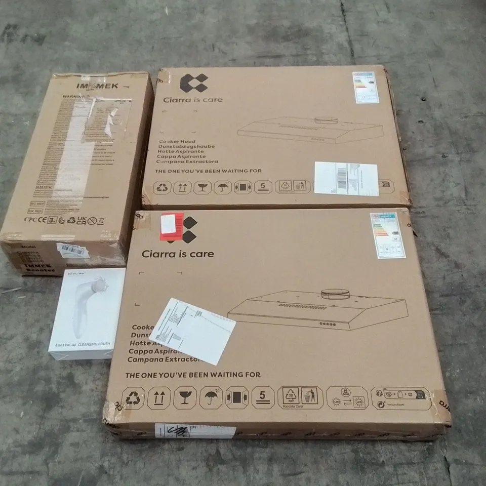 PALLET OF ASSORTED HOUSEHOLD GOODS AND PRODUCTS TO INCLUDE; COOKER HOODS, FACIAL CLEANSING BRUSH, KIDS SCOOTER ETC