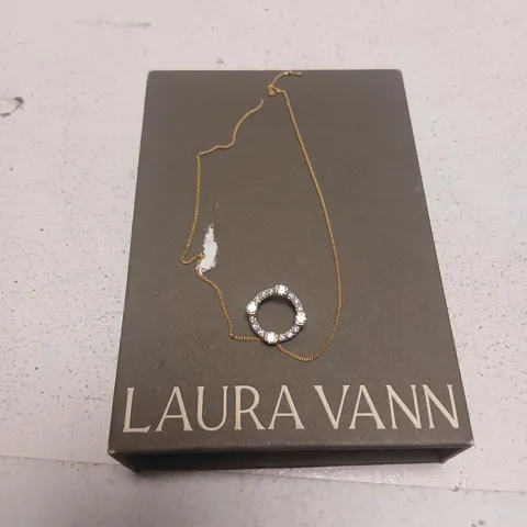 Laura Vann Gold-Tone Necklace with Diamante Circle Pendant