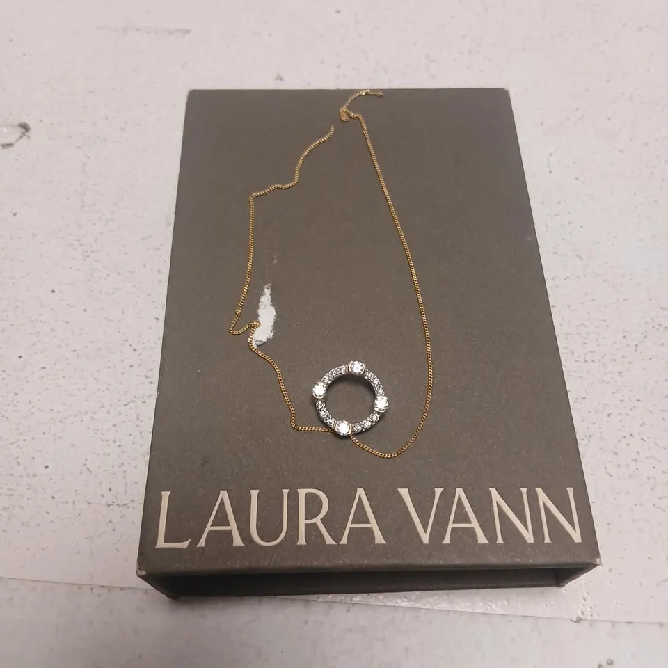 Laura Vann Gold-Tone Necklace with Diamante Circle Pendant