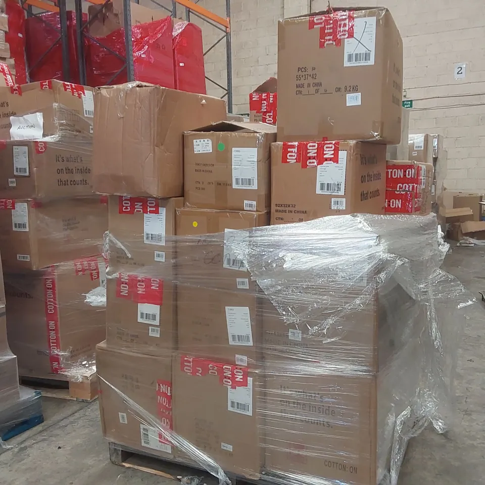 PALLET CONTAINING A VERY LARGE QUANTITY OF BRAND NEW ASSORTED ITEMS INCLUDING: TROPHY PLANTER ORNAMENTS, SCENTED CANDLES, JEANS, SHIRTS, CAR FRESHENERS ECT