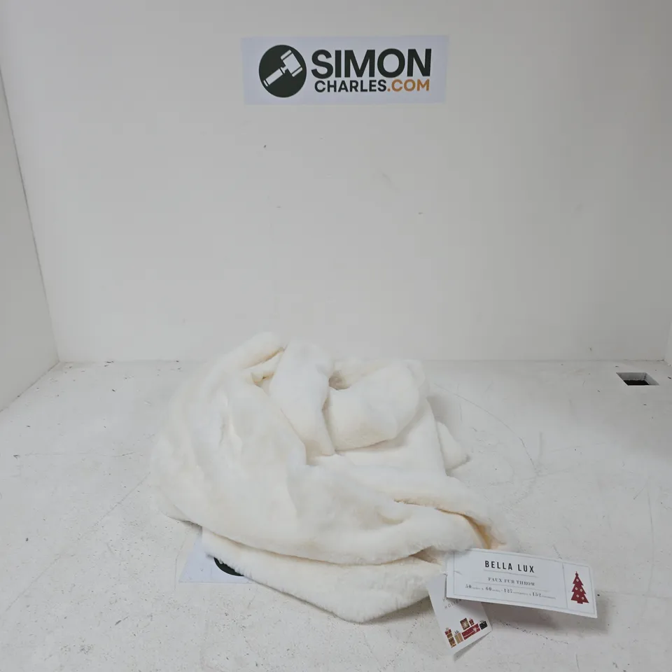 BELLA LUX FAUX FUR THROW – WHITE, 50 X 60 IN (127 X 152 CM)