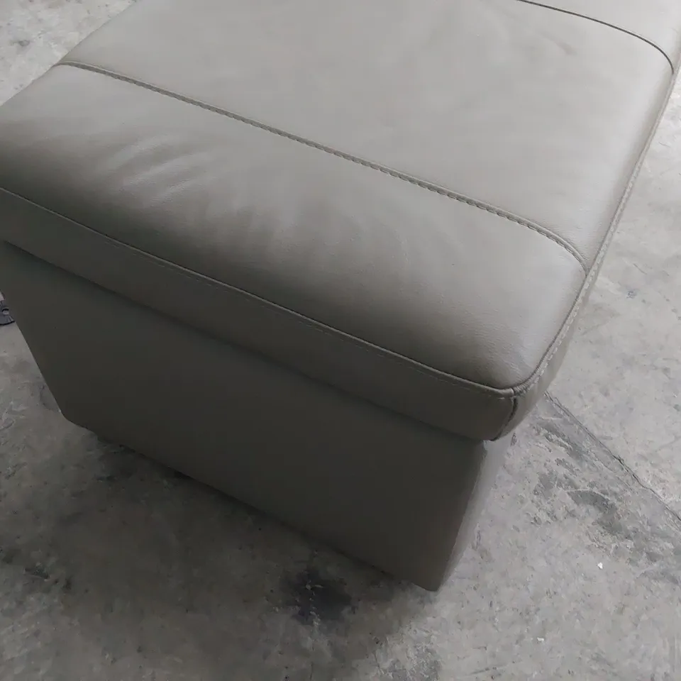 DESIGNER STORAGE FOOTSTOOL GREY LEATHER 