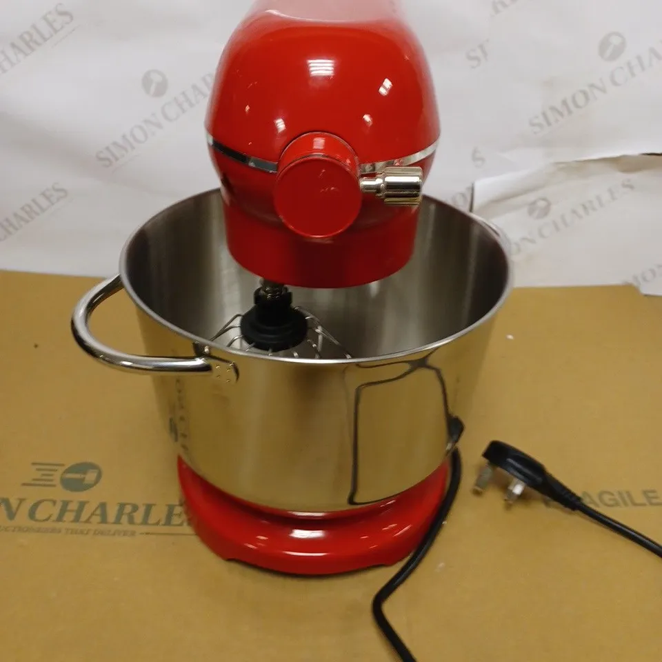 PHISINIC FOOD STAND MIXER, 6.5L 1800W KITCHEN ELECTRIC MIXER WITH POWER HUB FOR ATTACHMENT, ALL METAL DIE-CAST ALUMINUM MIXER WITH BOWL, DOUGH HOOK, WHISK, BEATER(DISHWASHER SAFE) - RED